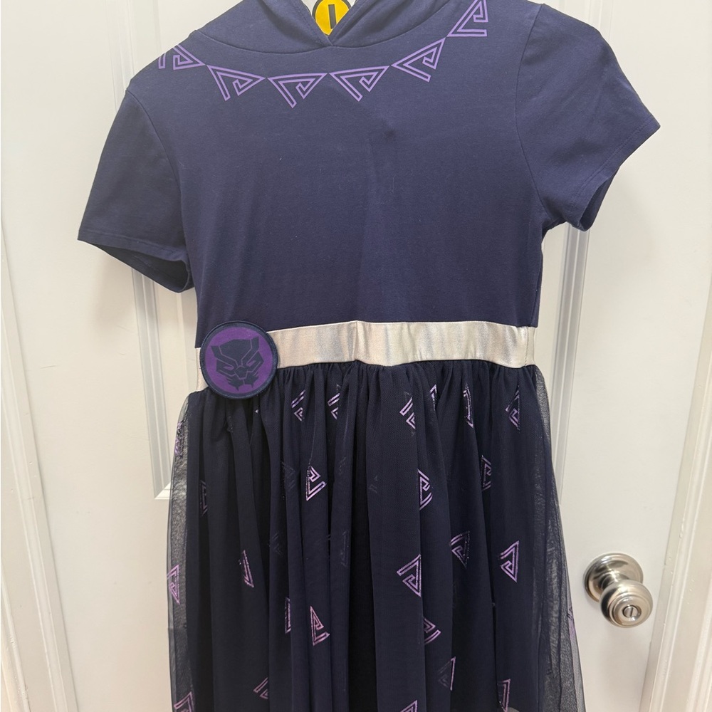 Navy and Purple Dress with Silver Accents